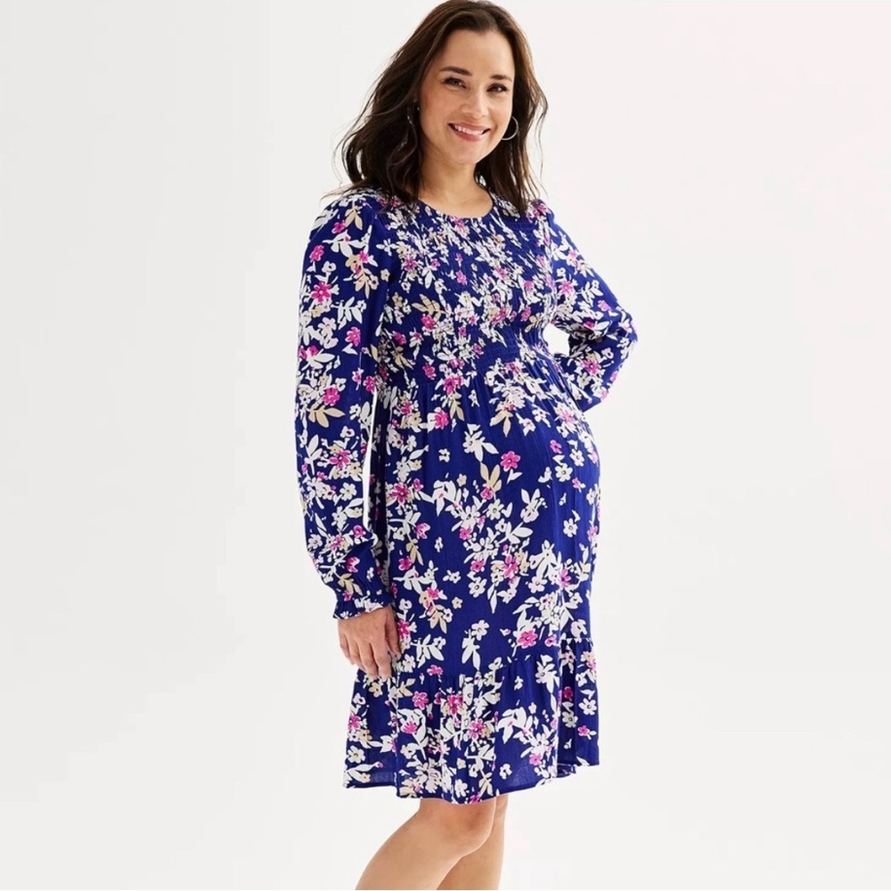 NEW Sonoma | Floral Long Sleeve Maternity Mini Dress - Picture 1 of 12